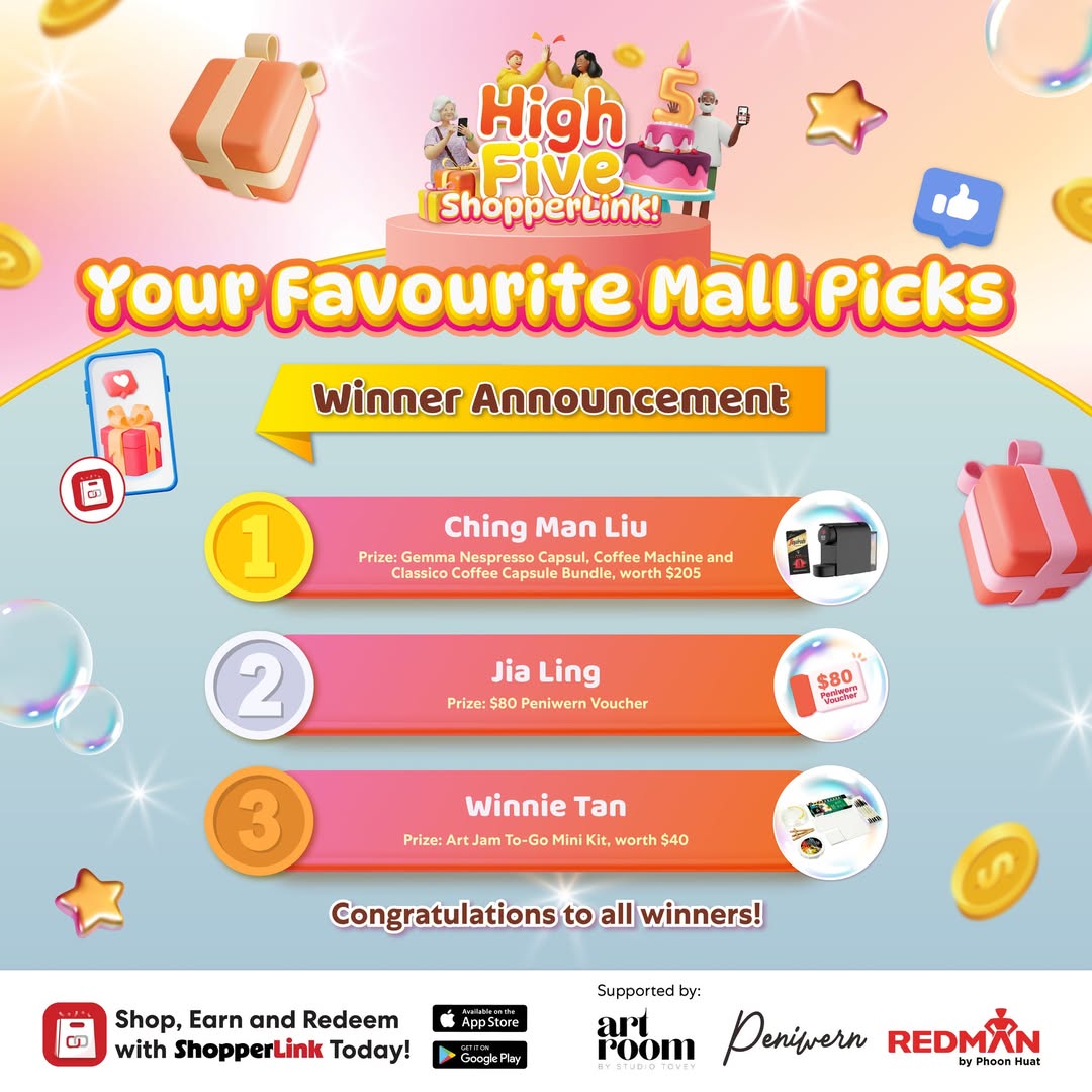 ShopperLink 5th Birthday Contest Redrawn Winners