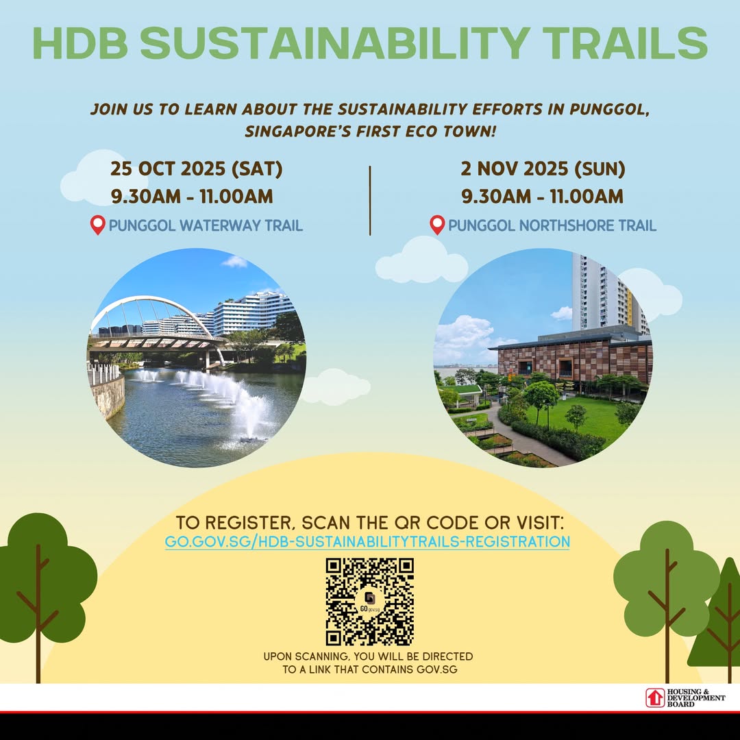 A scenic view of Punggol's green landscape and waterways, showcasing its eco-town design and smart initiatives.