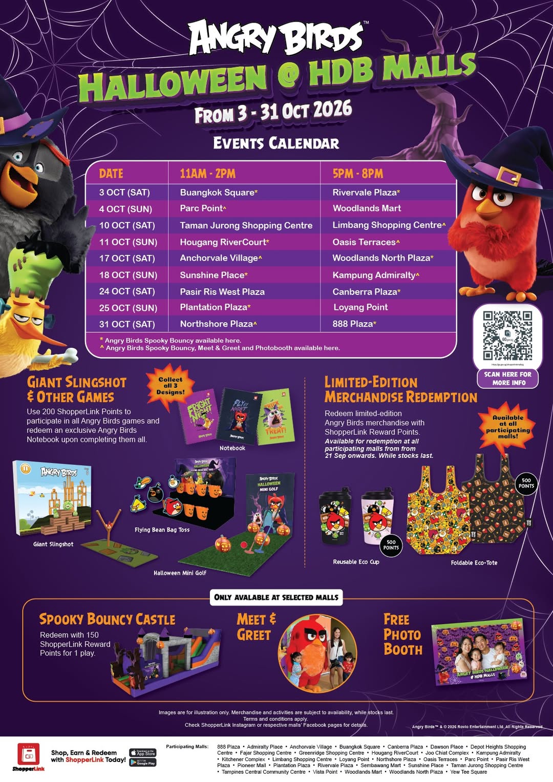 Angry Birds Halloween 2026 at HDB Malls: Dates, Games, Merch