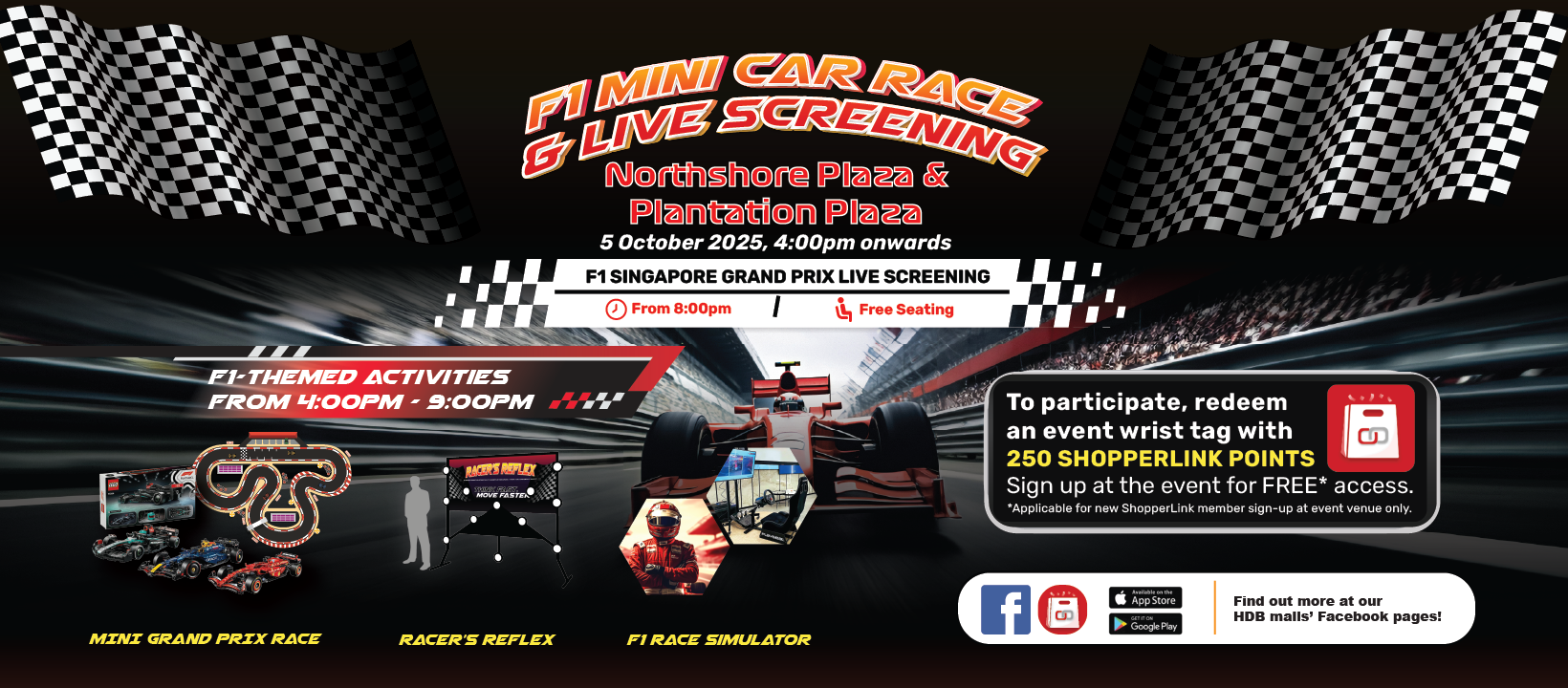 Exciting F1 Mini Car Race and Live Screening event at Northshore and Plantation Plaza