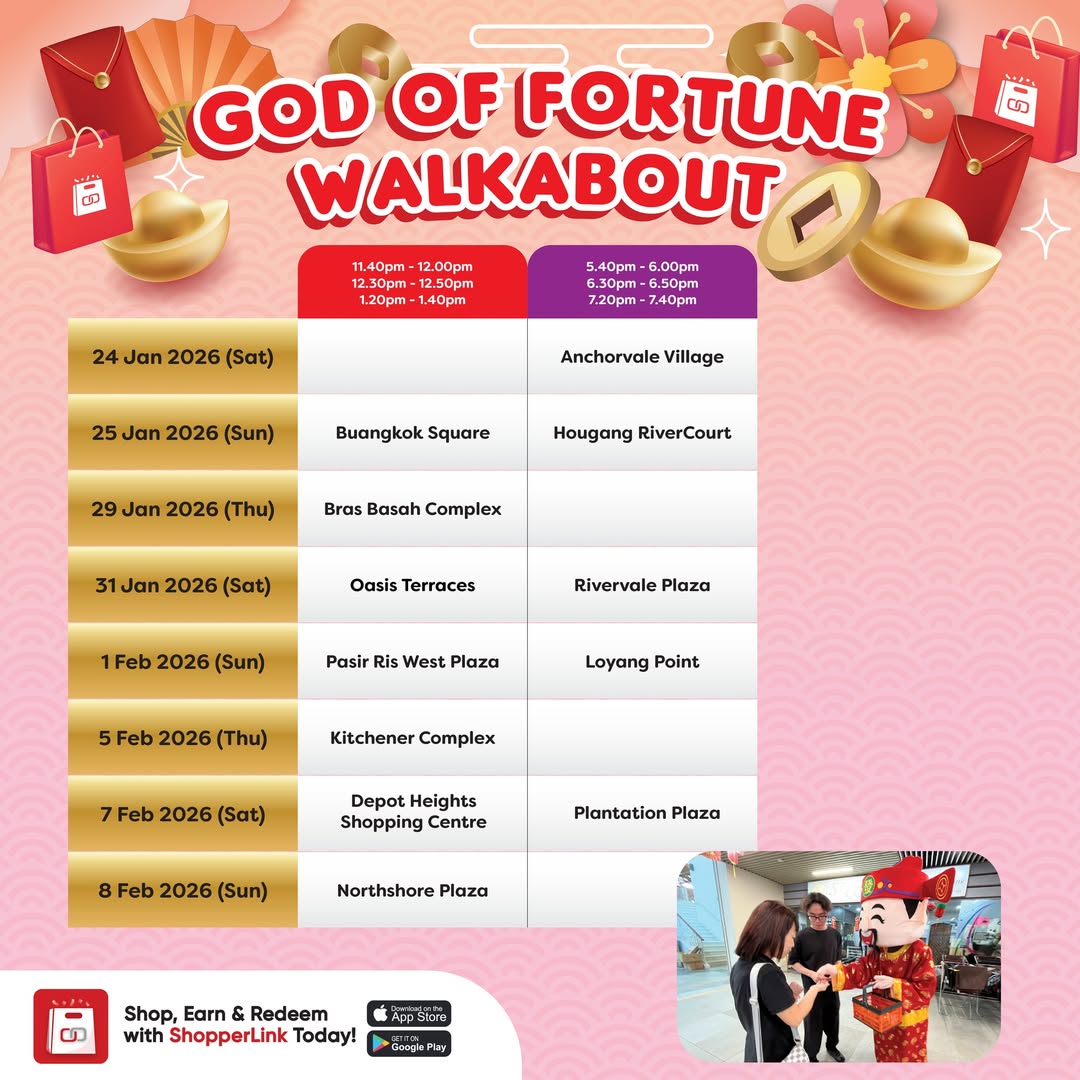 The God of Fortune spreading festive cheer during a mall walkabout