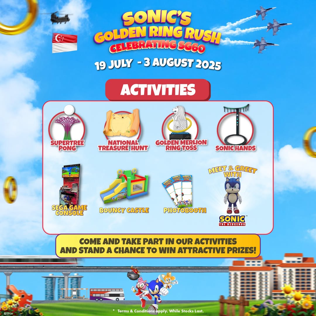 Promotional image for Sonic's Golden Ring Rush event featuring Sonic the Hedgehog