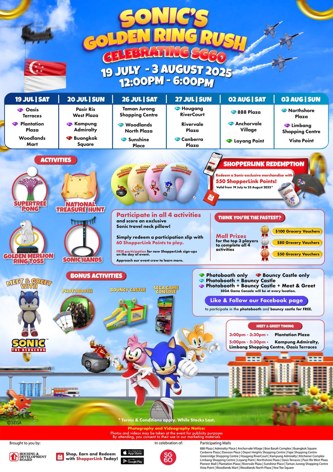 Sonic the Hedgehog with Singapore's 60th Anniversary branding