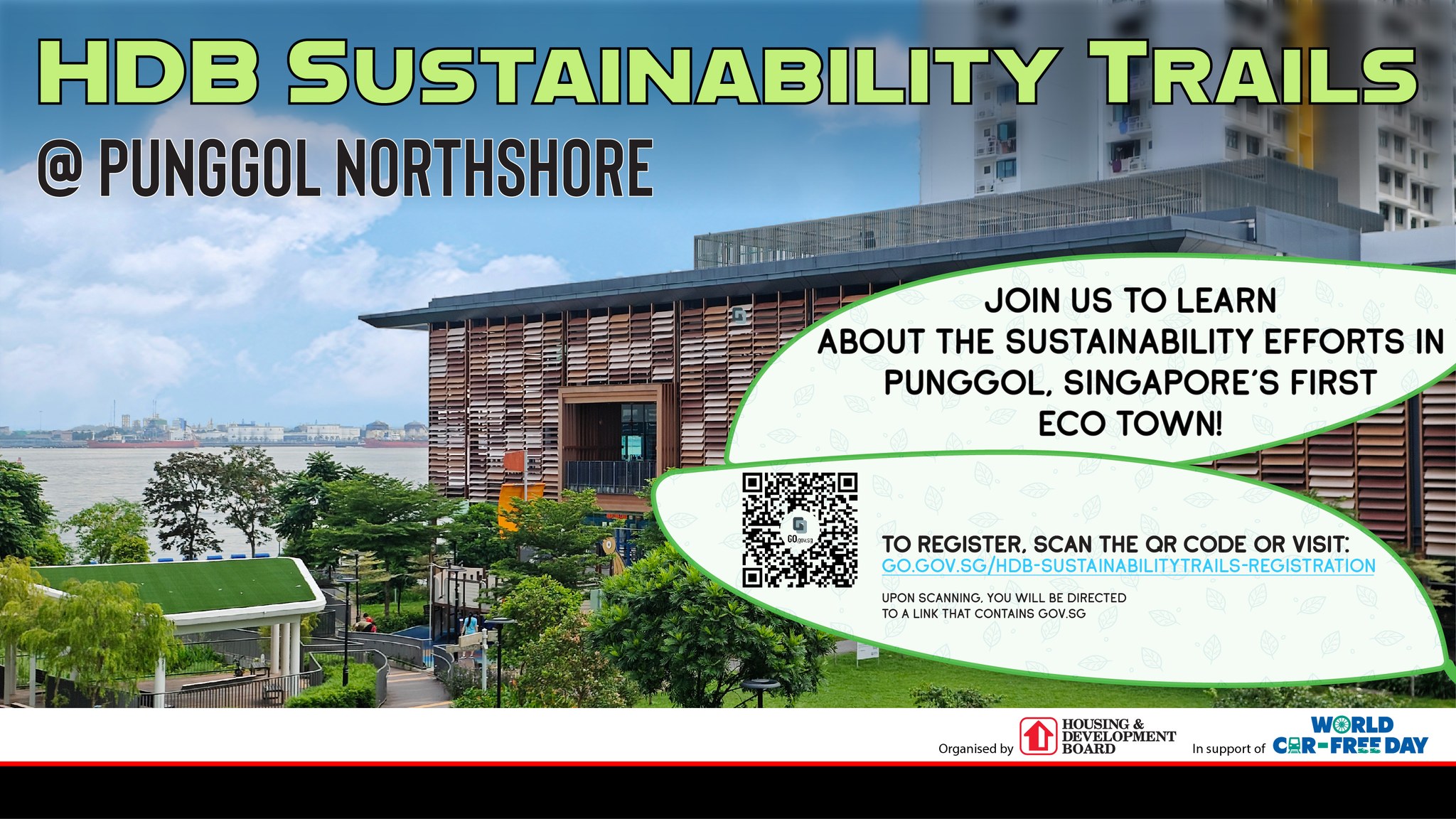 An aerial view of Punggol Northshore, showcasing modern residential buildings amidst lush greenery and waterfront areas.