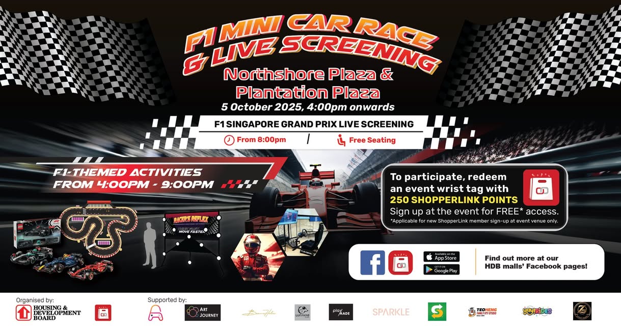 A vibrant event poster showing racing cars and event details, signaling an exciting race day.
