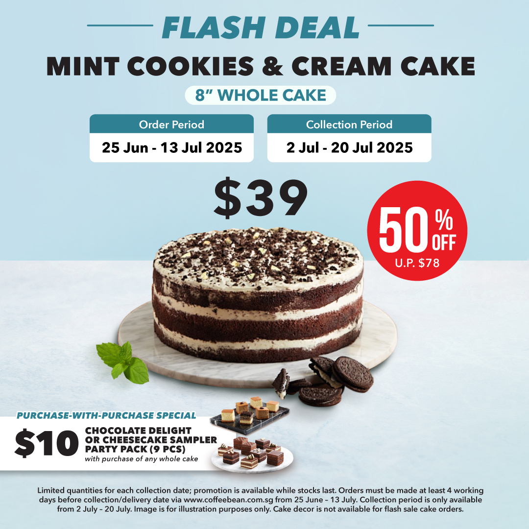 Decadent 8-inch Mint Cookies & Cream Cake from The Coffee Bean & Tea Leaf