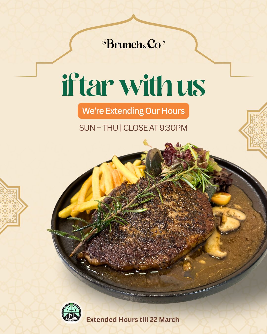 A welcoming dining atmosphere at Brunchandco.sg during Ramadan