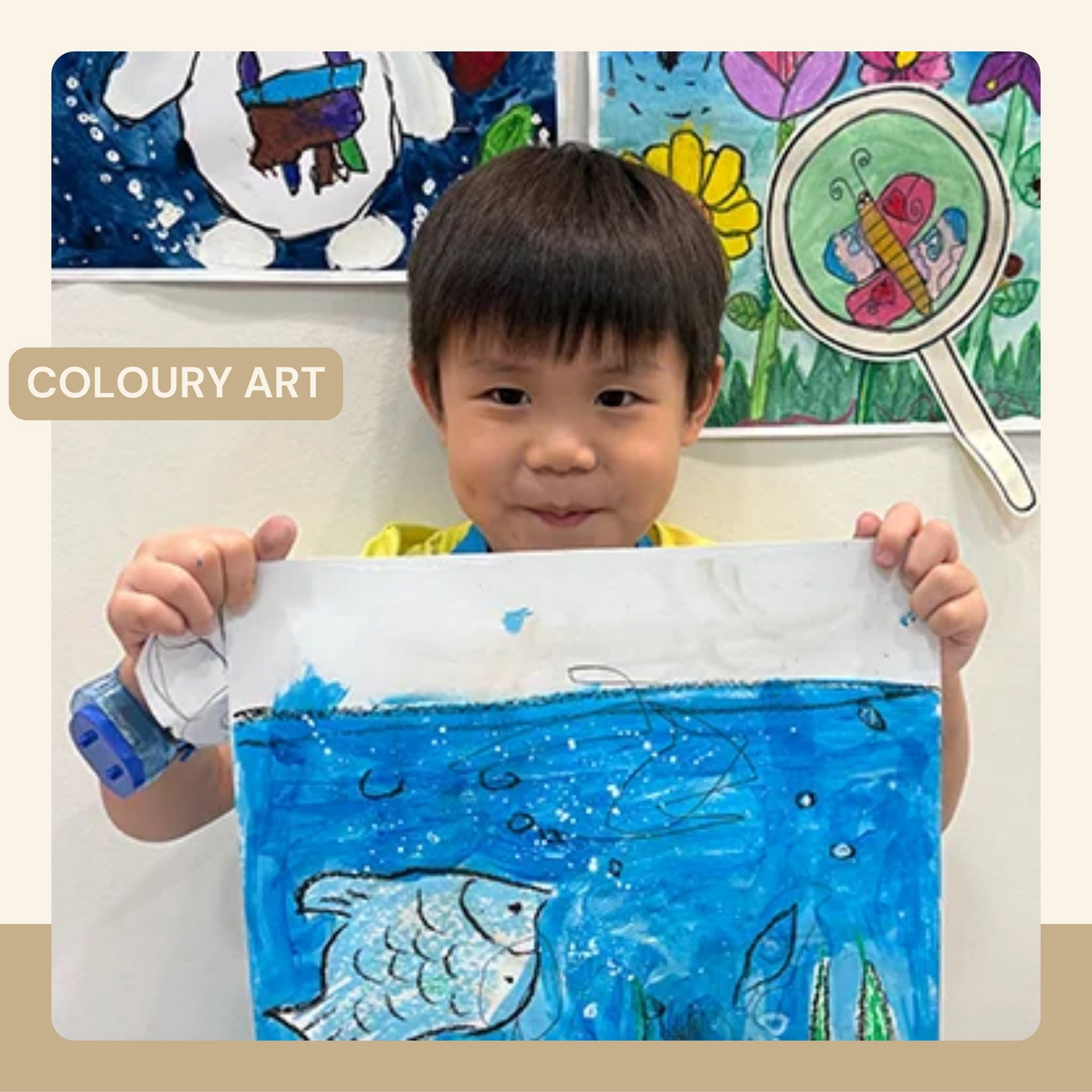 Child with Coloury Art painting at Liberal Music & Arts School