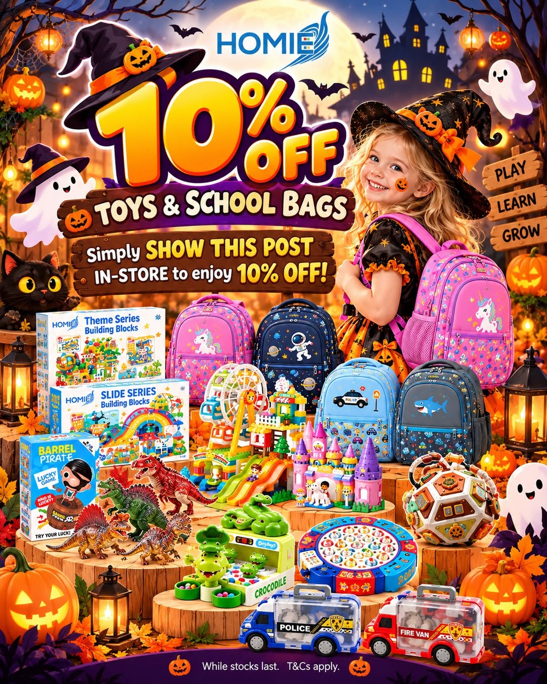 HOMIE at Plantation Plaza Offers 10% Off Toys and School Bags for Halloween