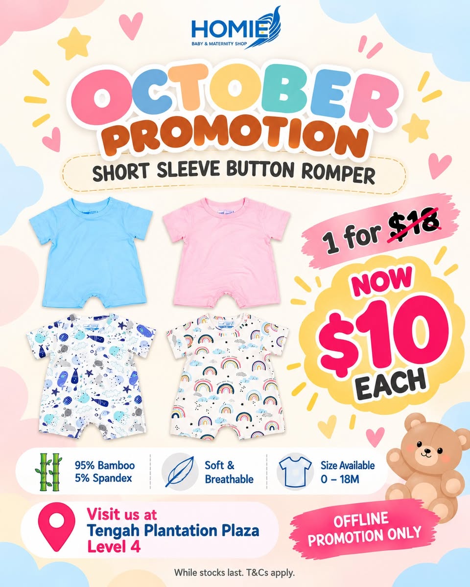 HOMIE October Promotion at Tengah Plantation Plaza: Rompers $10, Mix & Match $19