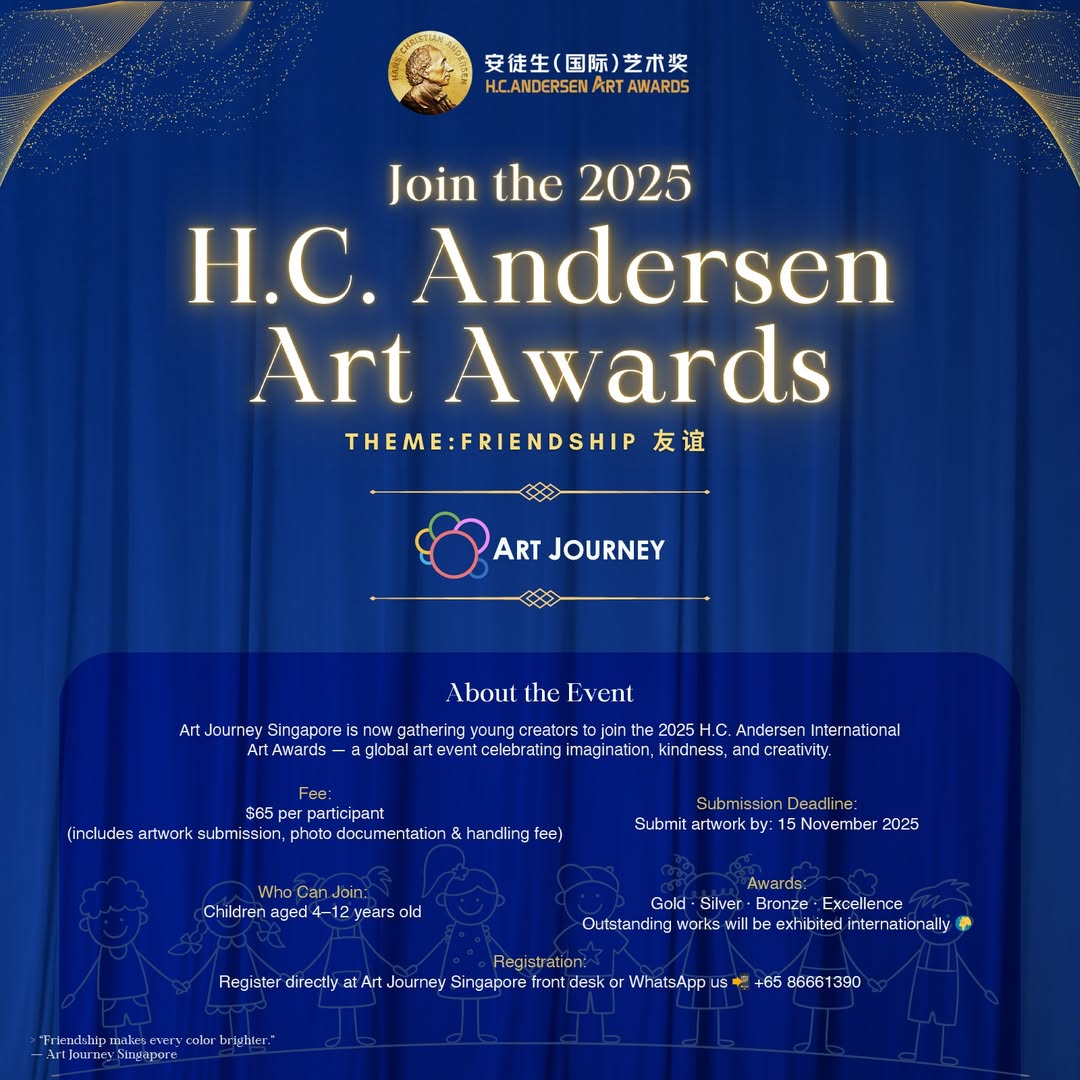 Vibrant artwork by children depicting the theme of friendship for the H.C. Andersen Art Awards.