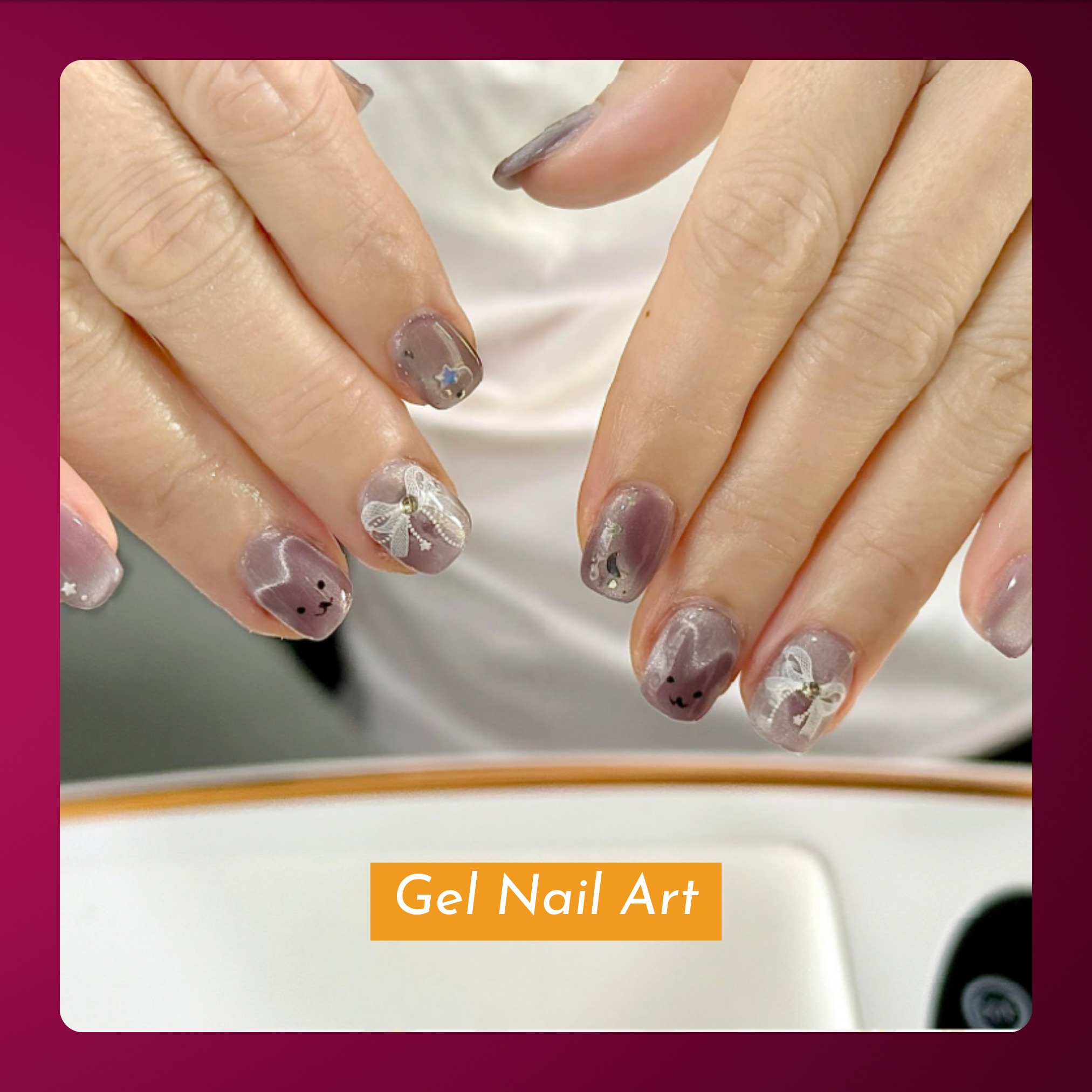 Elegant gel nail art with festive Deepavali motifs