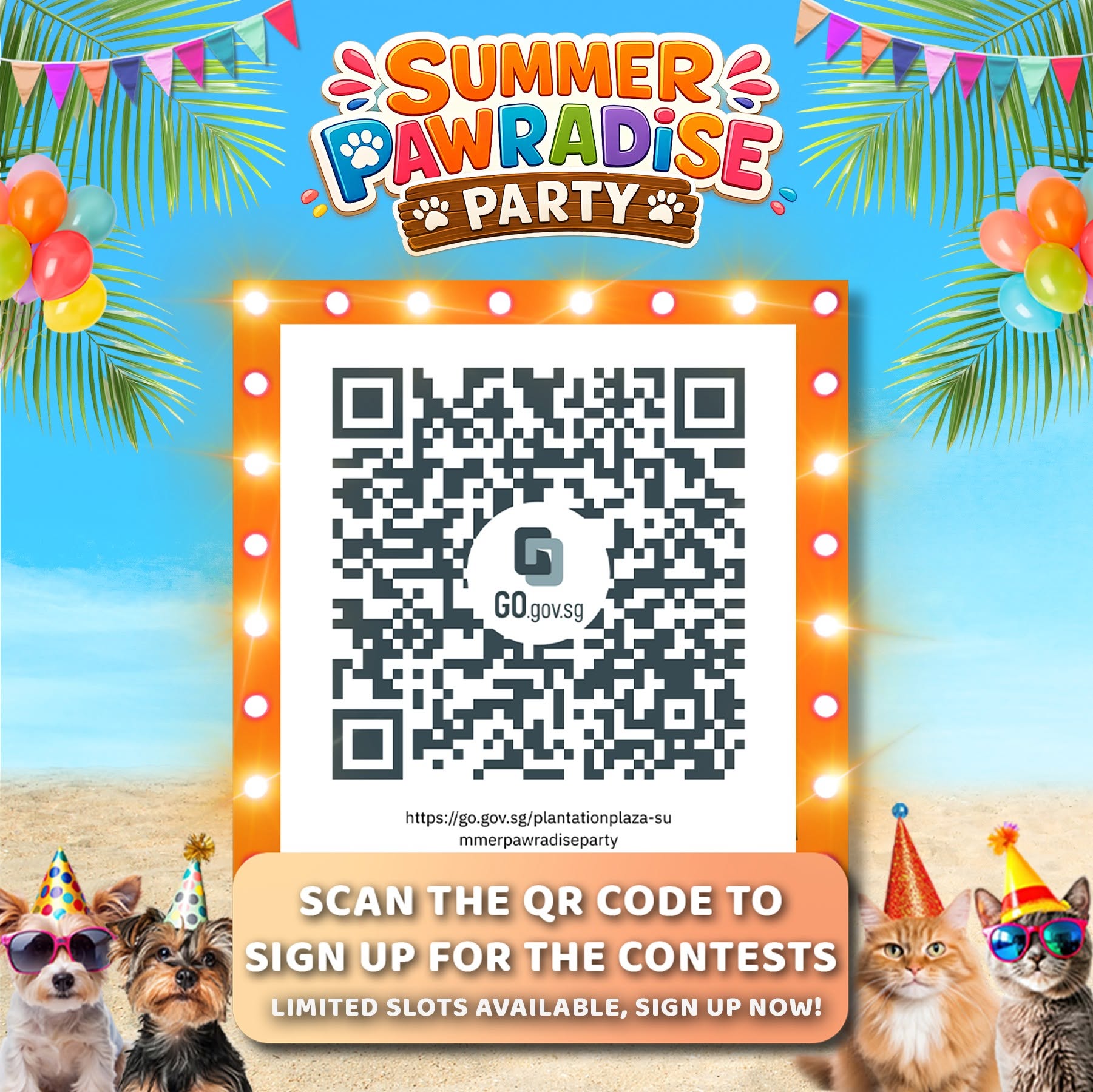 Registration QR code for Summer Pawradise Party at Plantation Plaza