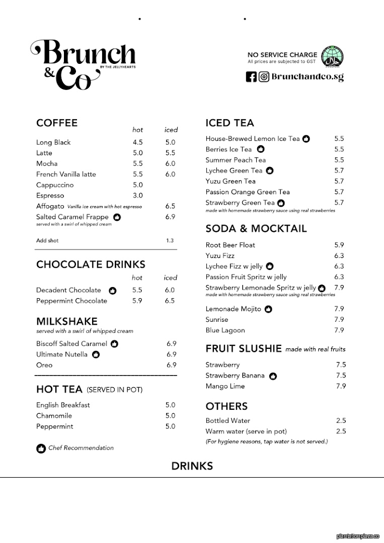 Menu page for Brunch & Co Cafe