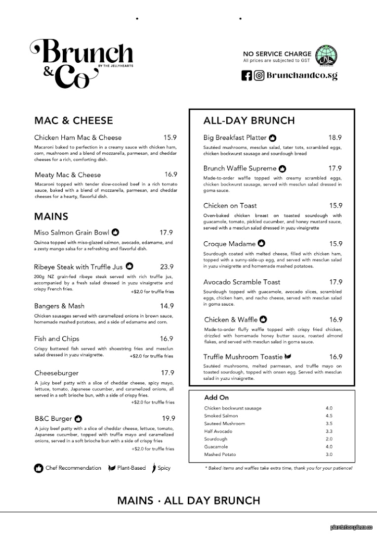 Menu page for Brunch & Co Cafe