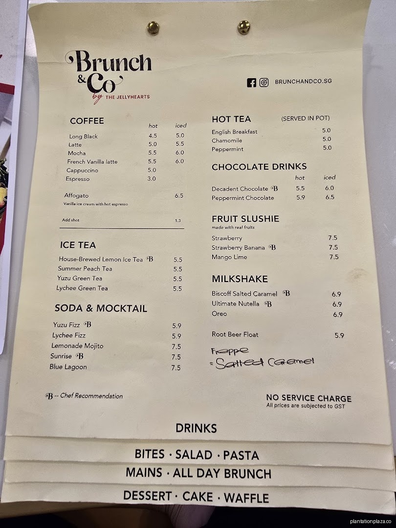 Menu page for Brunch & Co Cafe