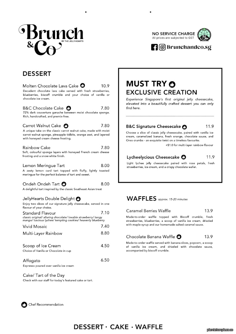 Menu page for Brunch & Co Cafe