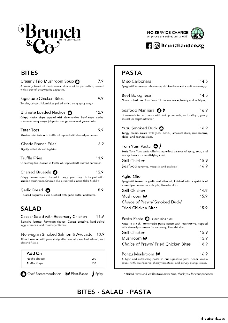 Menu page for Brunch & Co Cafe