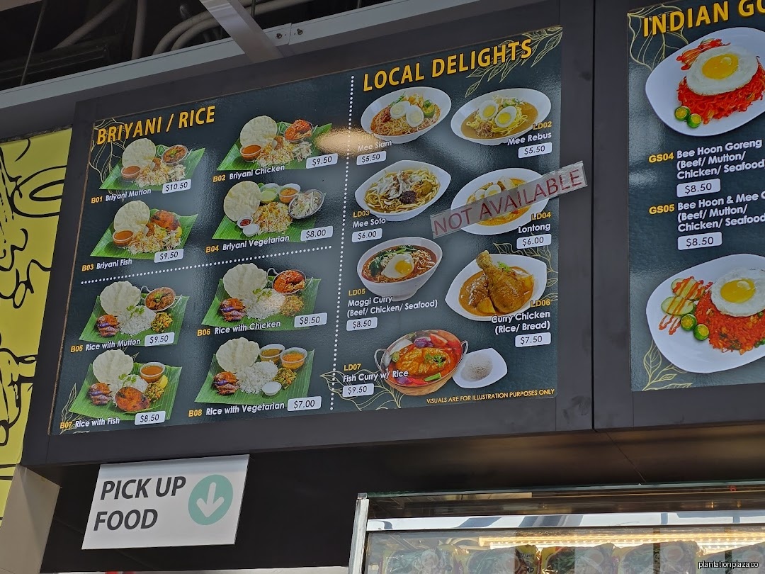 Menu page for My Briyani House