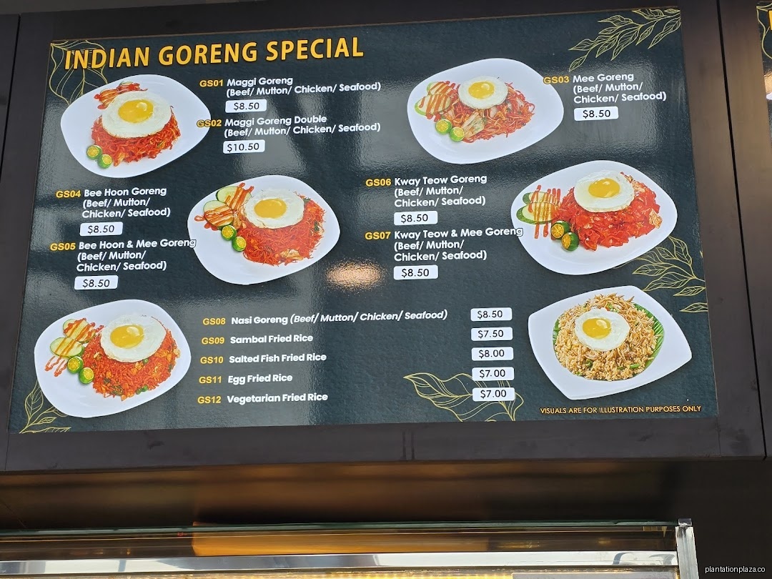 Menu page for My Briyani House