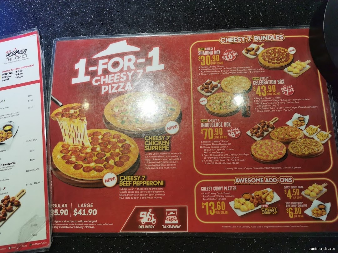 Menu page for Pizza Hut - Tengah Plantation