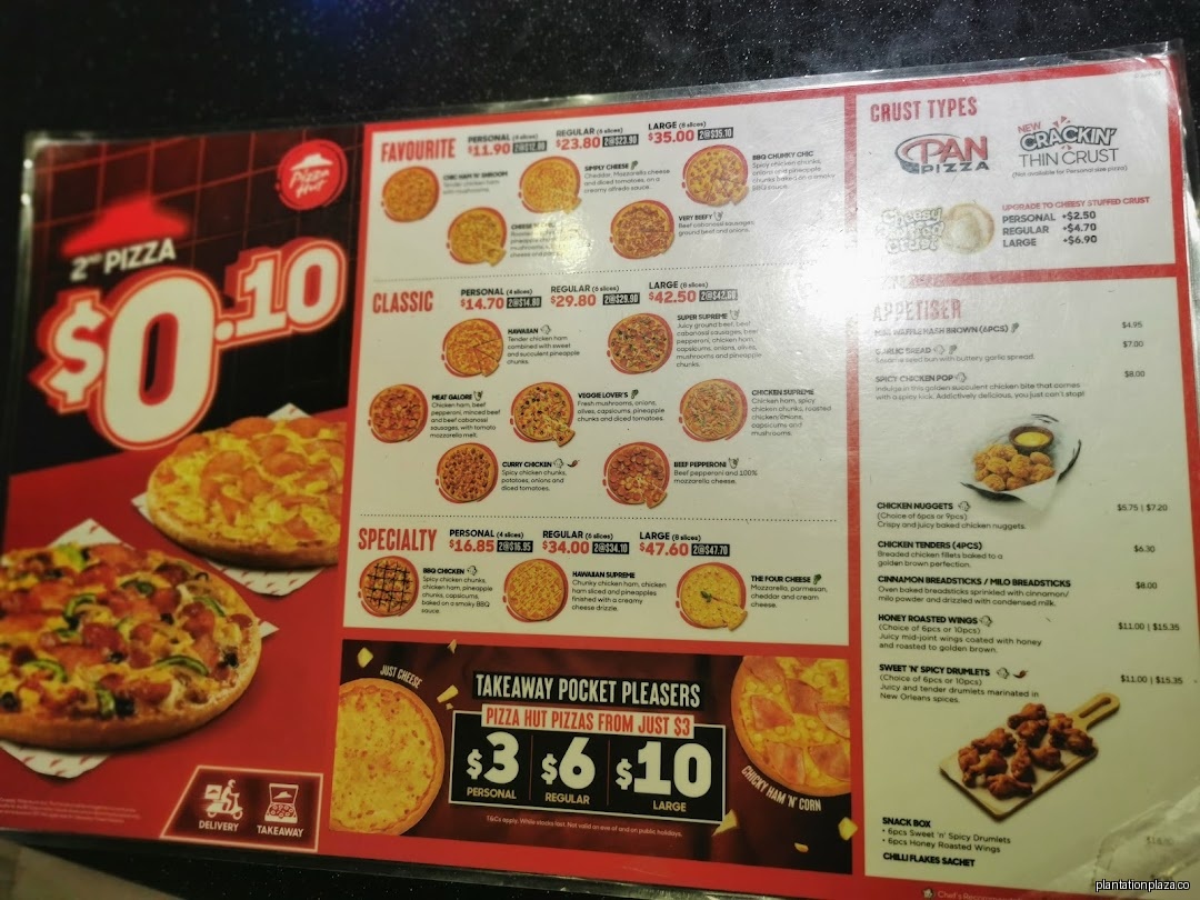 Menu page for Pizza Hut - Tengah Plantation
