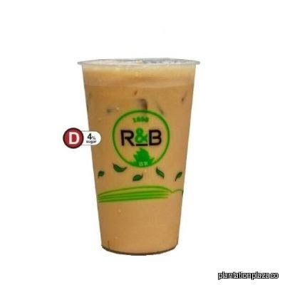 A single R&B Tea iced beverage cup with a 4% sugar label.