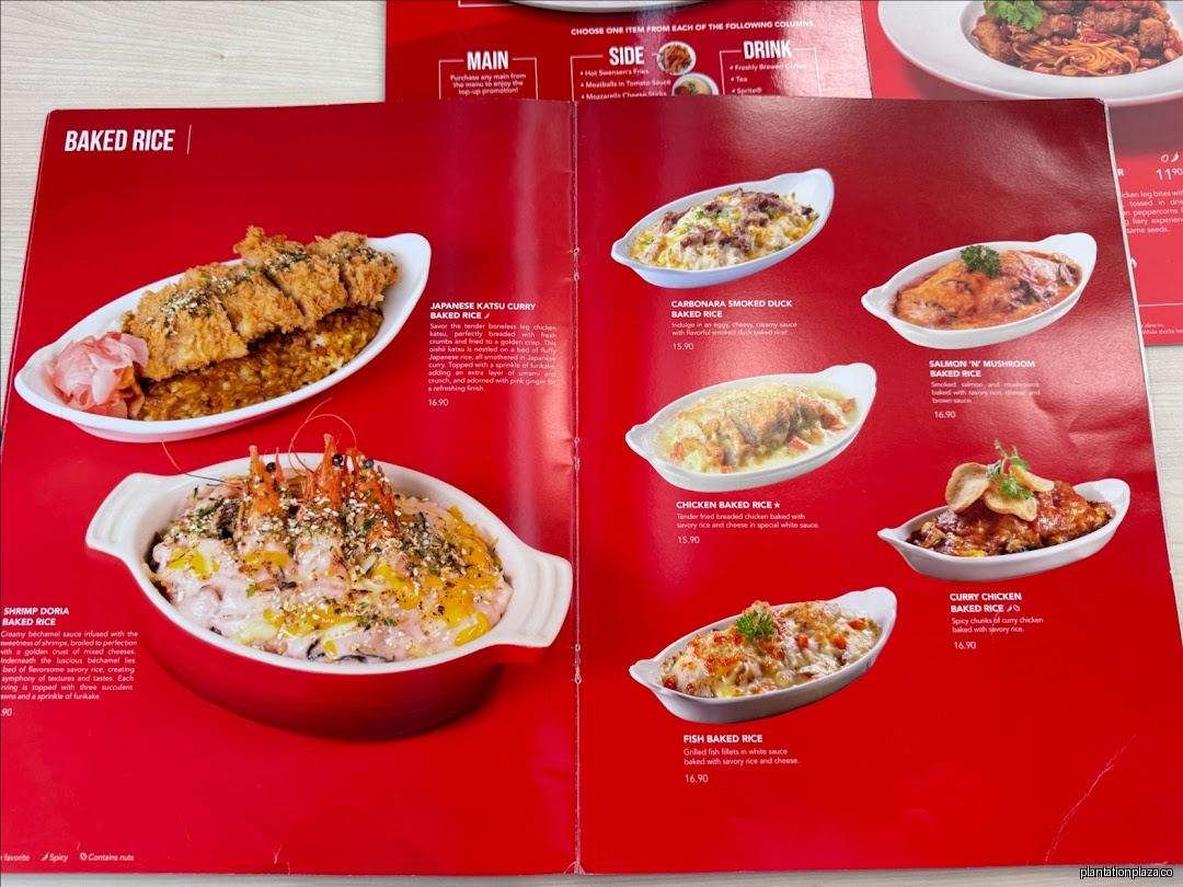 Menu page for Swensens